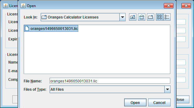 Oranges Calculator - Main window